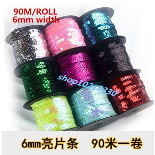 90m/Lot 6mm Loose Round Flat Sequins Laser Giltter Paillettes Sequins for Crafts Sewing on Cloth DIY Accessory