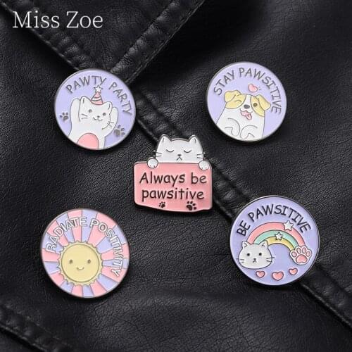 Rainbow Purple Banner Dialogue Enamel Pins Custom Lovely Kitties Puppies Brooch Backpack Badges Gifts For Kid Pawty Party Jewely