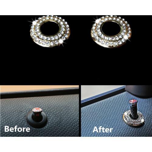 For BMW Mini Cooper R50 R52 R55 R56 F55 F56 R60 Countryman Car Styling Door Pin Diamond Ring Decoration Door Lock Sequin Sticker