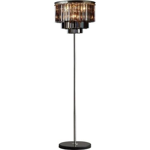 Home Deco Antique Smoke Crystal Lighting Crystal Bar Floor Lamp Restaurant Wedding Candlestick Living Room Foyer Led Floor Light