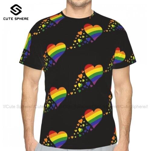 Gay Pride Tee Shirt Cute Short-Sleeve Polyester T Shirt Streetwear Graphic Tshirt Oversized Men