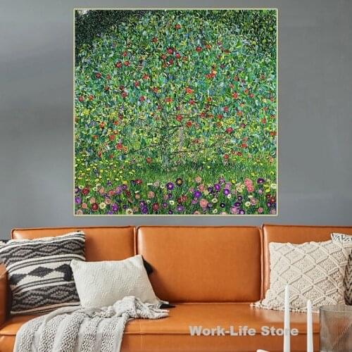 Gustav Klimt《Apple Tree I,1912》Canvas Art Oil Painting Famous Artwork Poster Picture Wall Decor Home Interior Decoration