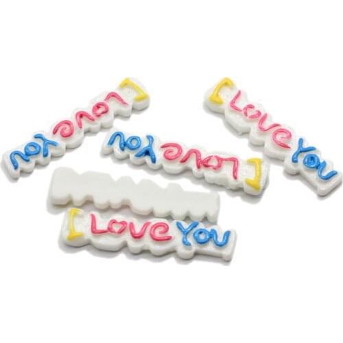 Colorful Flatback Resin Cabochons I LOVE YOU Letter Resin Craft Embellishments Phone Case Decoration DIY Accessories