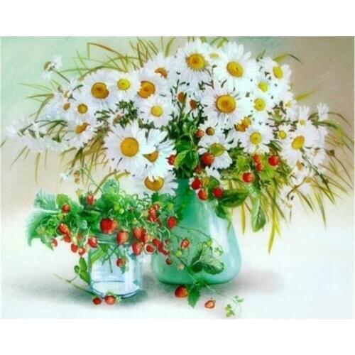 Full square diamond painting flower daisy vase rhinestone embroidery picture diamond dotz craft mosaic art wall stickers decor