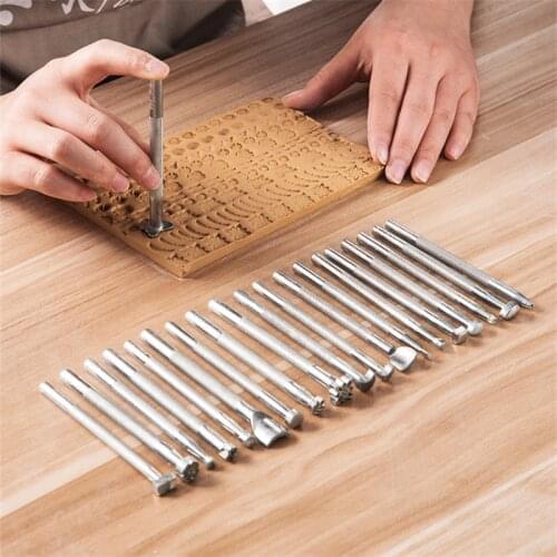 Pottery Texture Stamp Metal Flower Shape Stamping Tools Set Clay Ceramic Craft Handmade Diy Design Modeling Emmbossing Tool