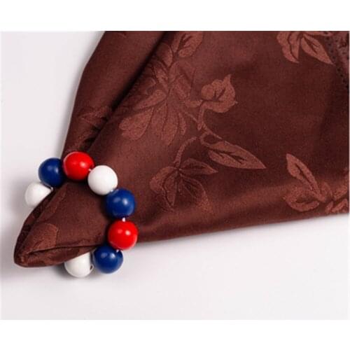 6 / PCS colored wooden bead napkin ring pure manual napkin buckle European and American Pastoral home decoration new product