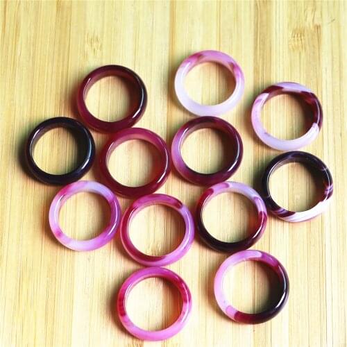 Unisex Natural Ring Multicolor Black Green Red Agates Created Circle Natural Stone Finger Rings Charms Christmas Gifts Wholesale