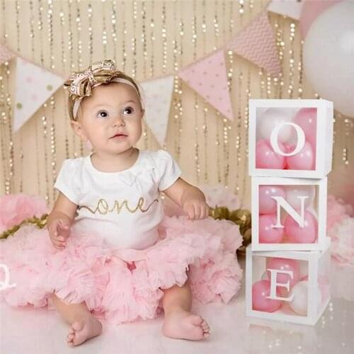 Baby Shower Balloon Box 1st One Birthday Party Decoration Transparent Box Kids First Birthday Girl Boy BabyShower Decorations