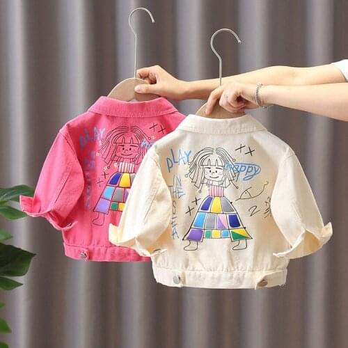 Cool Girls Jackets Spring Autumn Casual Jacket Girls Comics Denim Coats Little Boys Fashion Denim Outerwear Children Costume