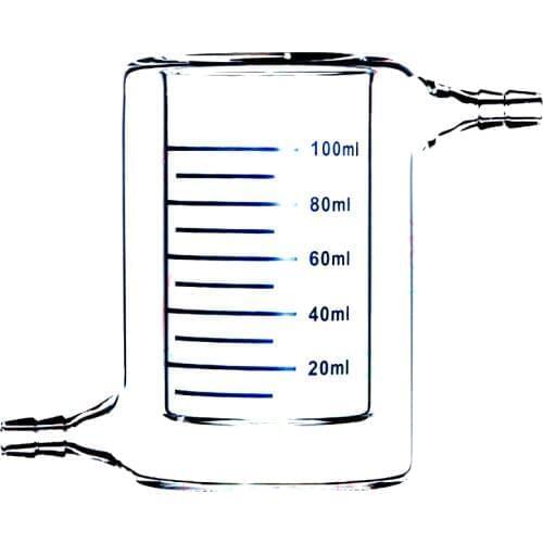 100ml Jacketed Glass Beaker Jacket Reaction Flask Laboratory Chemiscal Glassware