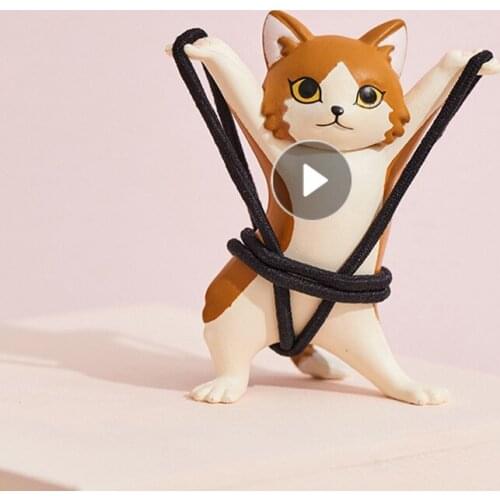 Multifunctional Cat Stand Holder Funny Ornaments For Phone Study Room Computer Desk Coffin Cat Decoration Carming Cat Storage