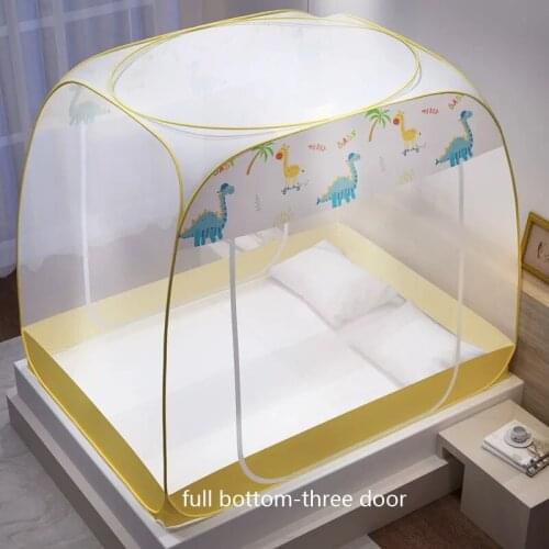 Double Zipper Mosquito Net Household Three Door Large Space Mosquito Net Square Top Yurt Mosquito Net Fall Proof Universal Tent