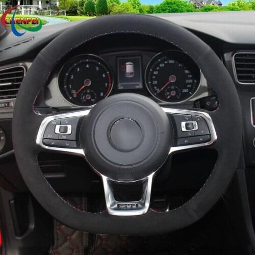 DIY Anti-Slip Black Suede Steering Wheel Cover For Volkswagen Golf 7 GTI Golf R MK7 Polo GTI Scirocco 2015 2016 Car Decoration