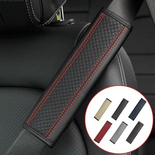 2/1 Car Pcs PU Leather Safety Belt Covers Shoulder Cover Breathable Pad Padding Seat Belts Pad Auto Interior Accessories