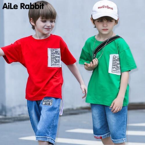 2019 Autumn New Boy Clothes Set Long Sleeve Shirt T-Shirt Pants 2 Piece Set Jeans Suit Cartoon Pattern For Boys 3-12 Years Old