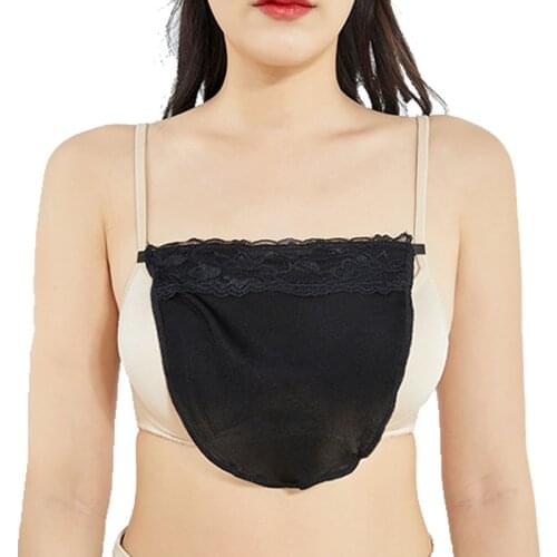 Solid Color Tube Bra Lace Bra Wrap Strapless Easy Clip-on Lace Mock Camisole Bras Insert Wrapped Chest Overlay Modesty Panel