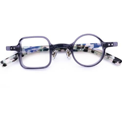 Belight Optiacl Acetate Square with round Glasses Frame Men Women Prescription Eyeglasses Retro Optical Frame Eyewear 226-1