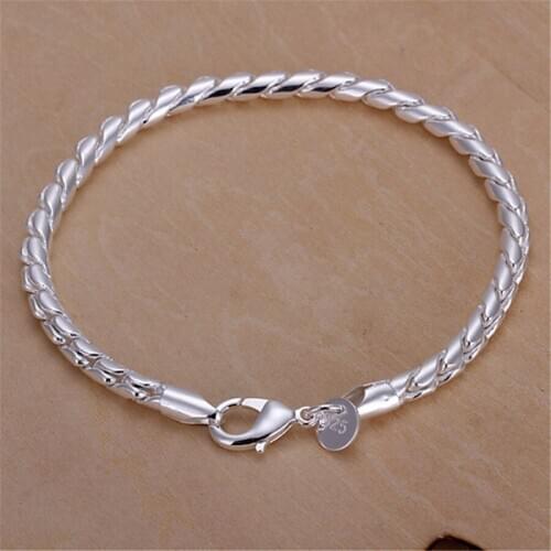 Wholesale men women Rope chain 925 Sterling silver solid bracelets wedding gift party fashion jewelry Christmas gifts 20cm 8inch