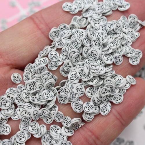 100g/Lot Horrible Skull Slices Polymer Soft Clay Sprinkles for DIY Crafts Decoration Accessories
