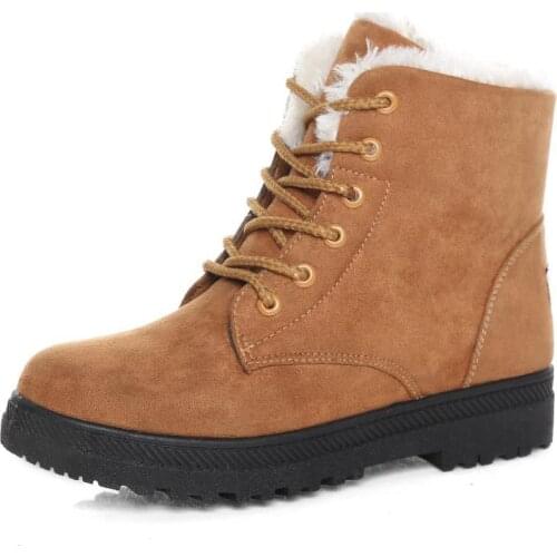 KNCOKAR Fashion warm winter boots female students warm short boots flat cotton shoes womens shoes
