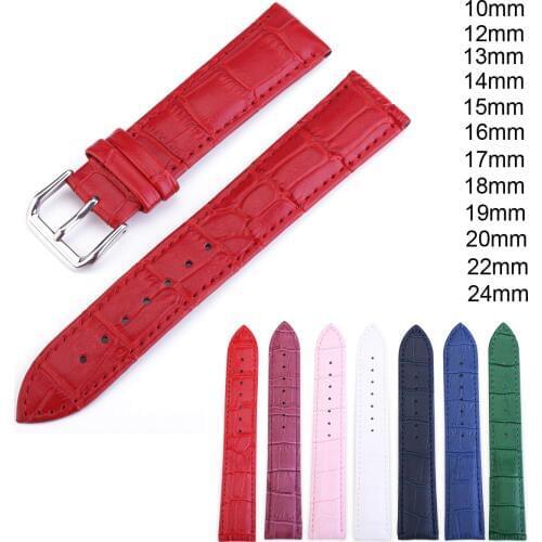 Genuine Leather Crocodile Veins Strap 10 12mm 13 14mm 15 16mm 17mm 18mm 19 20mm 22mm 24mm Watch Band Watch Belts Wristwatch Band
