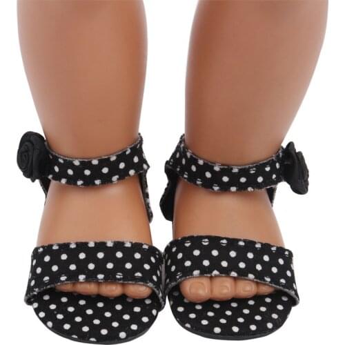 Summer New Pattern Dot Single Button Sandals Fit 18 Inch American&43cm Baby New Born Doll Clothes Accessories Girls' Toys