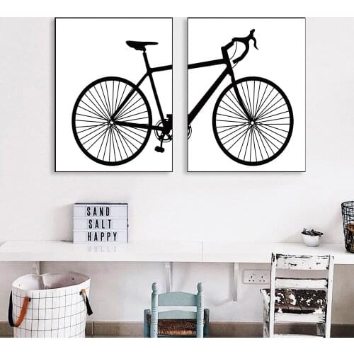 Nordic Black And White Fashion Bike Painting Canvas Posters Living Room Scandinavian Wall Art Prints Modular Pictures Home Decor