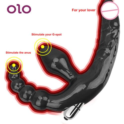 OLO Strapon Dildo Vibrator for Couples Double Penetration Anal Plug Anal Beads Vibrators for Women Lesbian Sex Toys G-spot