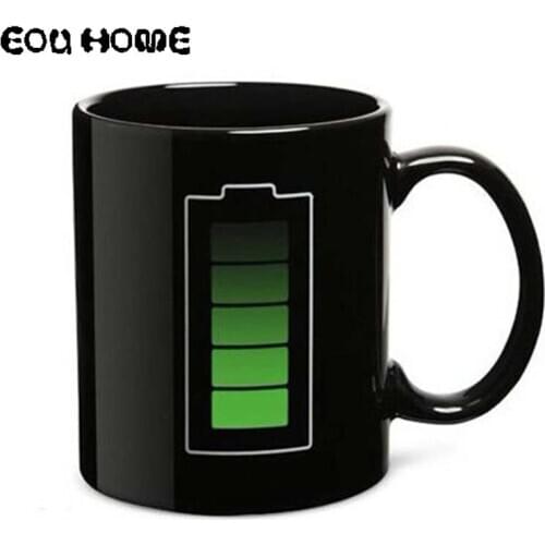 Magic Creative Ceramic Mug Cups Heat Sensitive Temperature Changing Battery Positive Energy Color Change Coffee Cup Novelty Gift