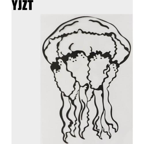YJZT 12CM×17CM Marine Peach Blossom Tentacle Jellyfish Car Sticker Decal Vinyl Black/Silver 18A-0134