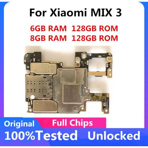 Factory Unlocked For Xiaomi MIX 3 Mix3 Motherboard 6GB 8GB RAM 128GB ROM Original Main Logic Board Full Chips Android Syste Good