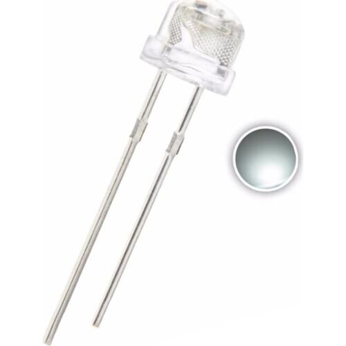 100pcs 5mm Straw Hat White Light Emitting Diode LED Lamp Wide Angle 5 mm 20mA Ultra Bright (Clear Lens)