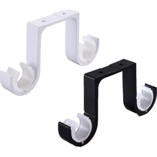 2pcs/set Double Curtain Rod Brackets Window Hardware Hook Holder Hanger Supporter Roof Mounted Home Decor Accessories G8TB