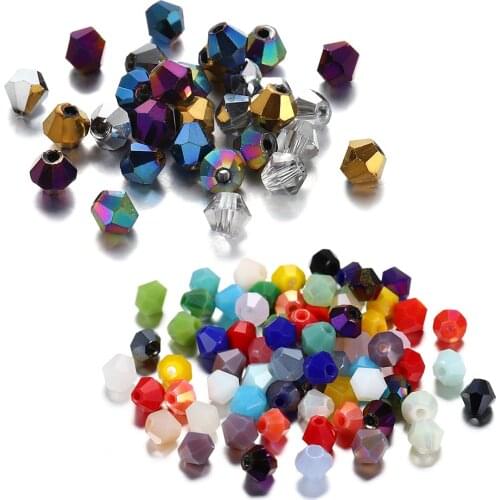 200pcs/lot 4*4mm Glass Crystal Bicone Multicolor Faceted Loose Spacer Beads For DIY Bracelet Necklace Jewelry Making Accessories