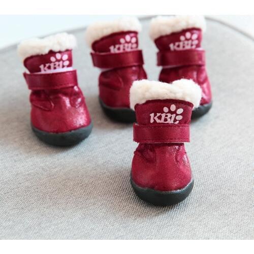 4pcs/set Snow dog clothing & shoes Winter Cotton Shoes For Dog Yorkshir Anti Slip Warm Puppy Lot Little Small Animal Accessories
