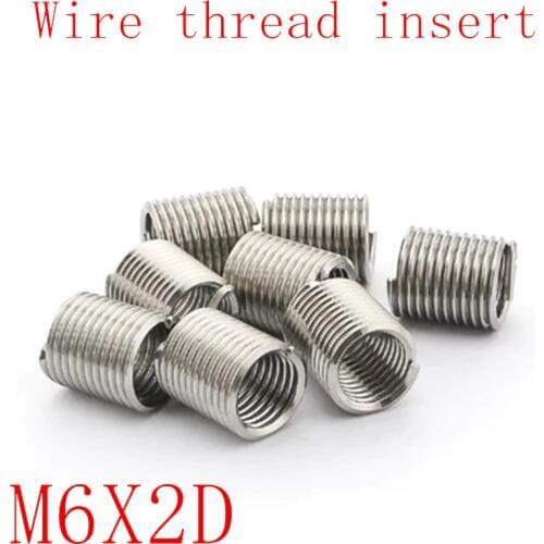 50pcs M6*1.0*2D Wire Thread Insert Stainless Steel 304 Wire Screw Sleeve, M6 Screw Bushing Helicoil Wire Thread Repair Inserts