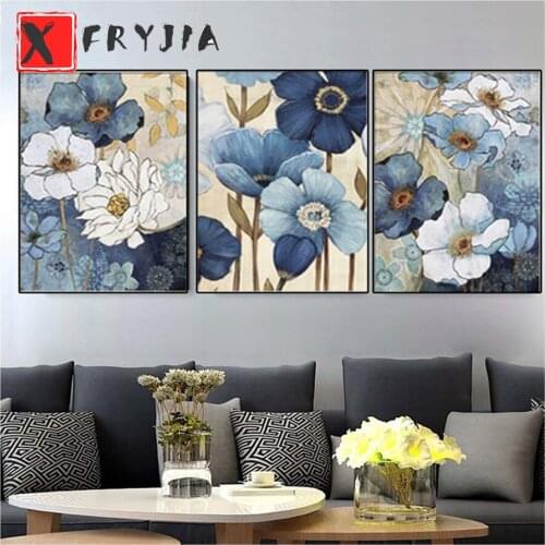 Restaurant Triple Flower Diy Diamond Painting Full Square Round Cross Stitch Mosaic Still Life Diamond Embroidery Flowers decor