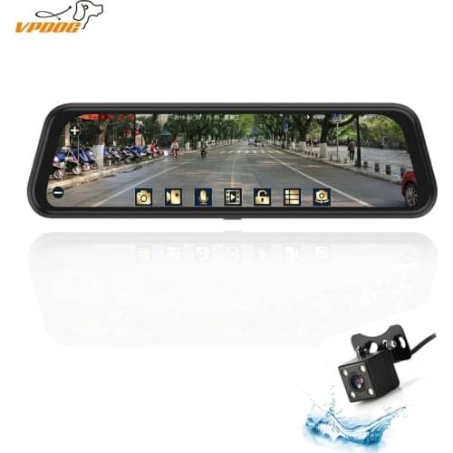 Car dash cam dual cameras front 1080P 6 glasses lens full arc 9.66 incheds screen display