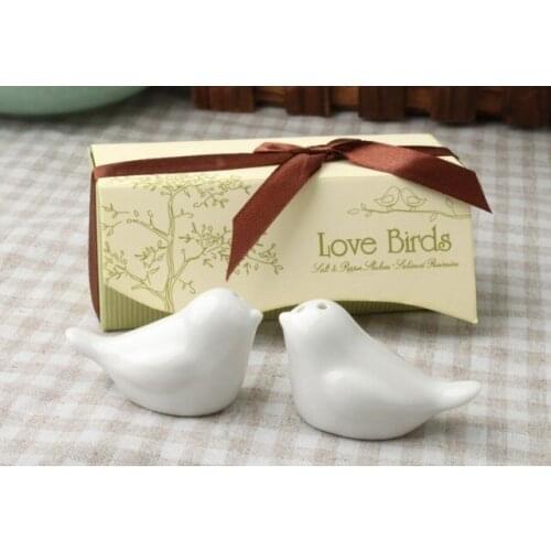 Free shipping Hot selling,20 pcs/lot=10sets/lot,newest wedding favors, love bird salt pepper shaker Wedding gift Ceramic gift
