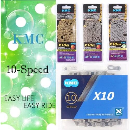 KMC 10 Speed MTB Road Bicycle Bike Chain X10 X10EL EPT 116L 116 Links With Missing Link Power Lock Quick Link