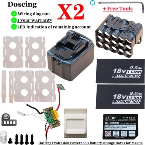 BL1890 Battery Case PCB Charging Protection Board Shell Box For MAKITA 18V BL1860 9.0Ah 6.0Ah LED Li-ion Battery Indicator