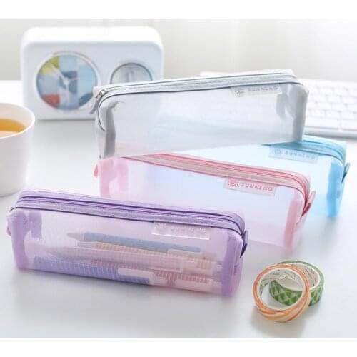 Transparent mesh pencil case cute pencil case pencil case student large capacity pencil case