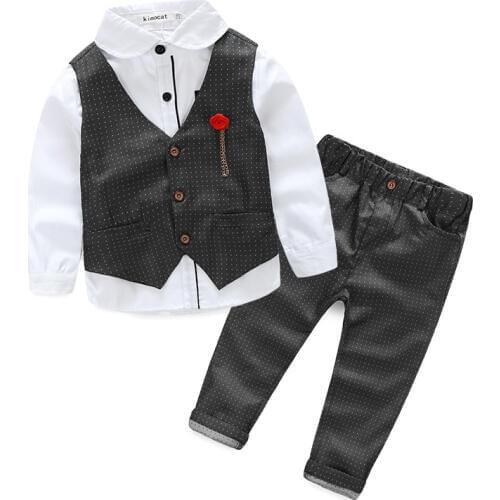 Kids Blazers Baby Boys Suits 2019 Summer Single Breasted Shirts Vest Pants 3Pcs Set Boys Formal Wedding Wear Children Clothing