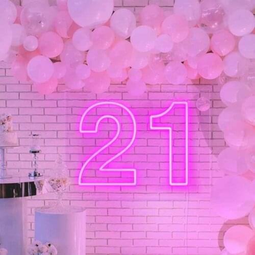 Custom led 21 twenty Happy Birthday flexible Neon Light Sign Decoration Home Bar Wall Bedroom Party Decorative Cool Neons Lamp