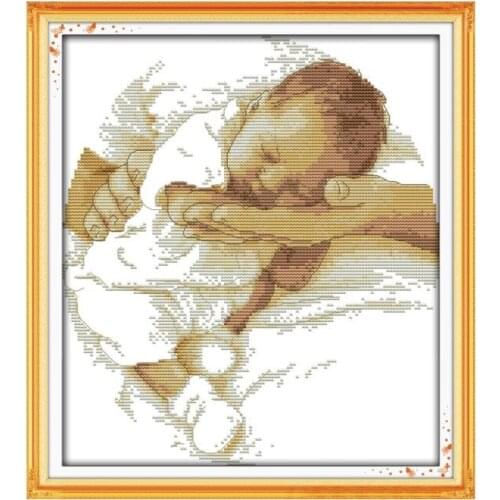 Joy Sunday Lovely Baby Cross Stitch Baby Series Cross Stitch Kit Printed Chinese Embroidery Needlework Sets Decorations for Home
