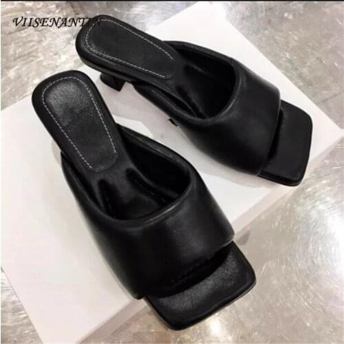 Summer black yellow fashion all-match comfortable sheepskin stiletto high heel sandals and slippers women