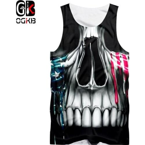 OGKB Unisex Tank Top Summer Cool Print Skull 3D Singlets Vest For Women/men Hiphop Streetwear Punk Gothic Shirts Sleeveless Tees