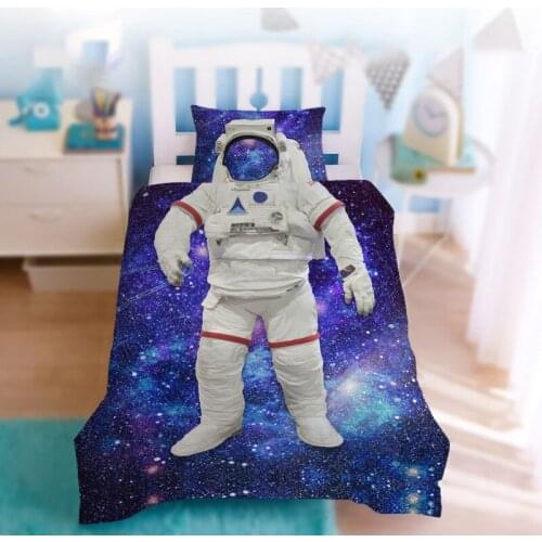 Cute 3D Printed Astronaut Childrens Quilt Cover for Boys 2/3 Bedding Cartoon Quilt Cover Large Comforter Bedding Sets Bed Set