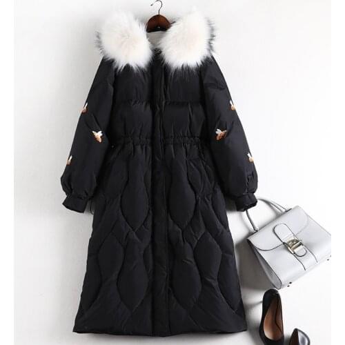 Fashion Loose Plus Size Womens Winter Thickening Fashion Big Fur Collar Was Thin and Fat Sister Mid-length Cotton Jacket