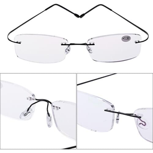 2020 New Ultralight Titanium Reading Glasses Rimless Rectangular Glasses Spectacles Eyeglass Frame Eyewear +1.0 To +4.0 oculos